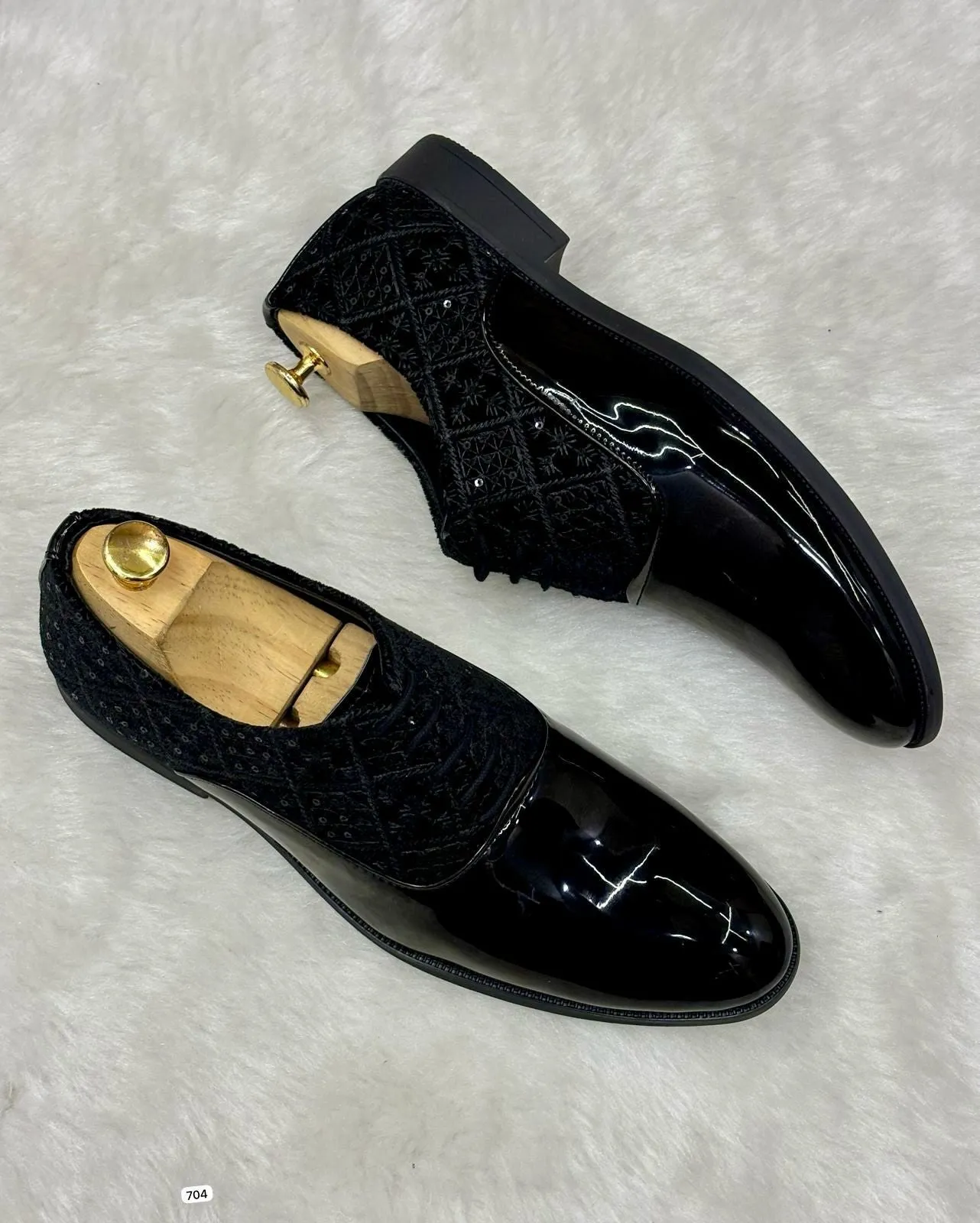 Fashion Shiny Shimmer Lace-Up Black Dress Shoes for Men