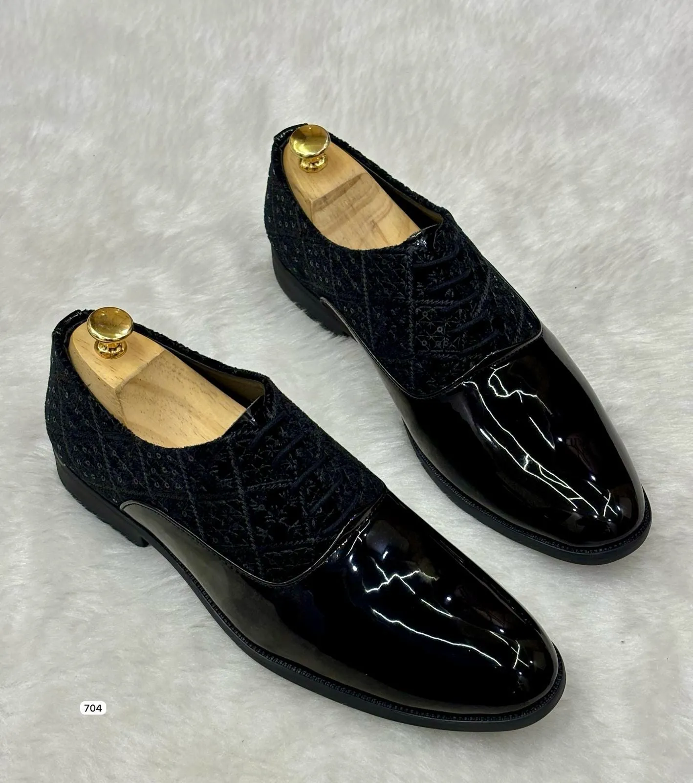 Fashion Shiny Shimmer Lace-Up Black Dress Shoes for Men