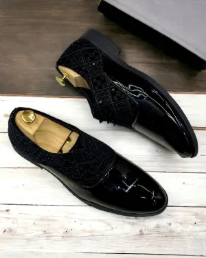Fashion Shiny Shimmer Lace-Up Black Dress Shoes for Men
