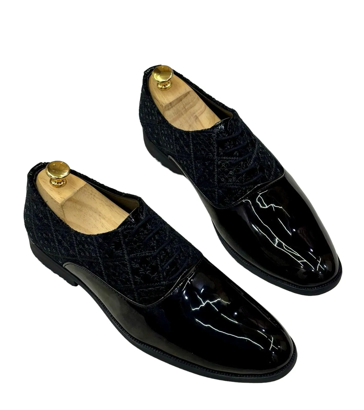 Fashion Shiny Shimmer Lace-Up Black Dress Shoes for Men