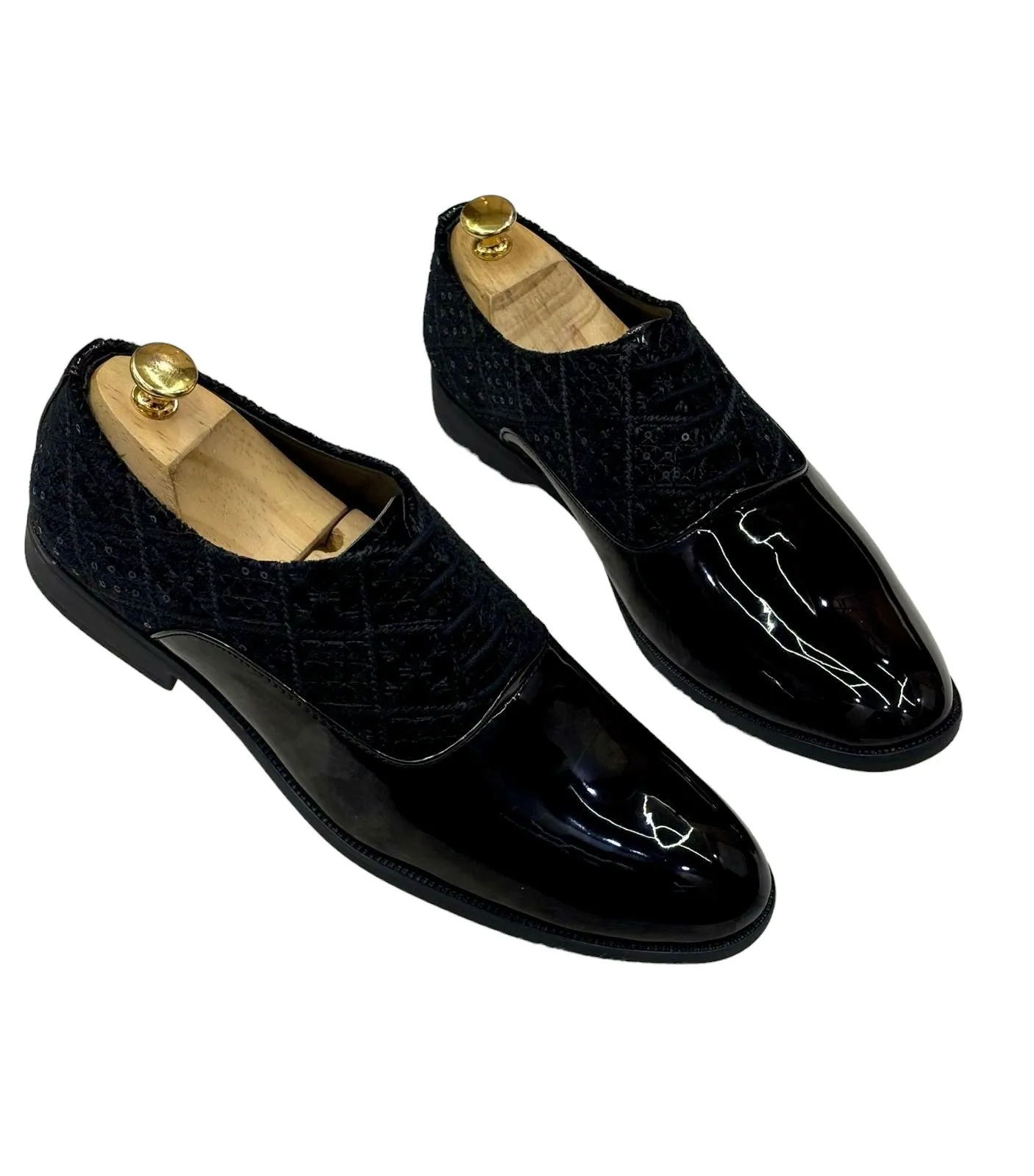 Fashion Shiny Shimmer Lace-Up Black Dress Shoes for Men