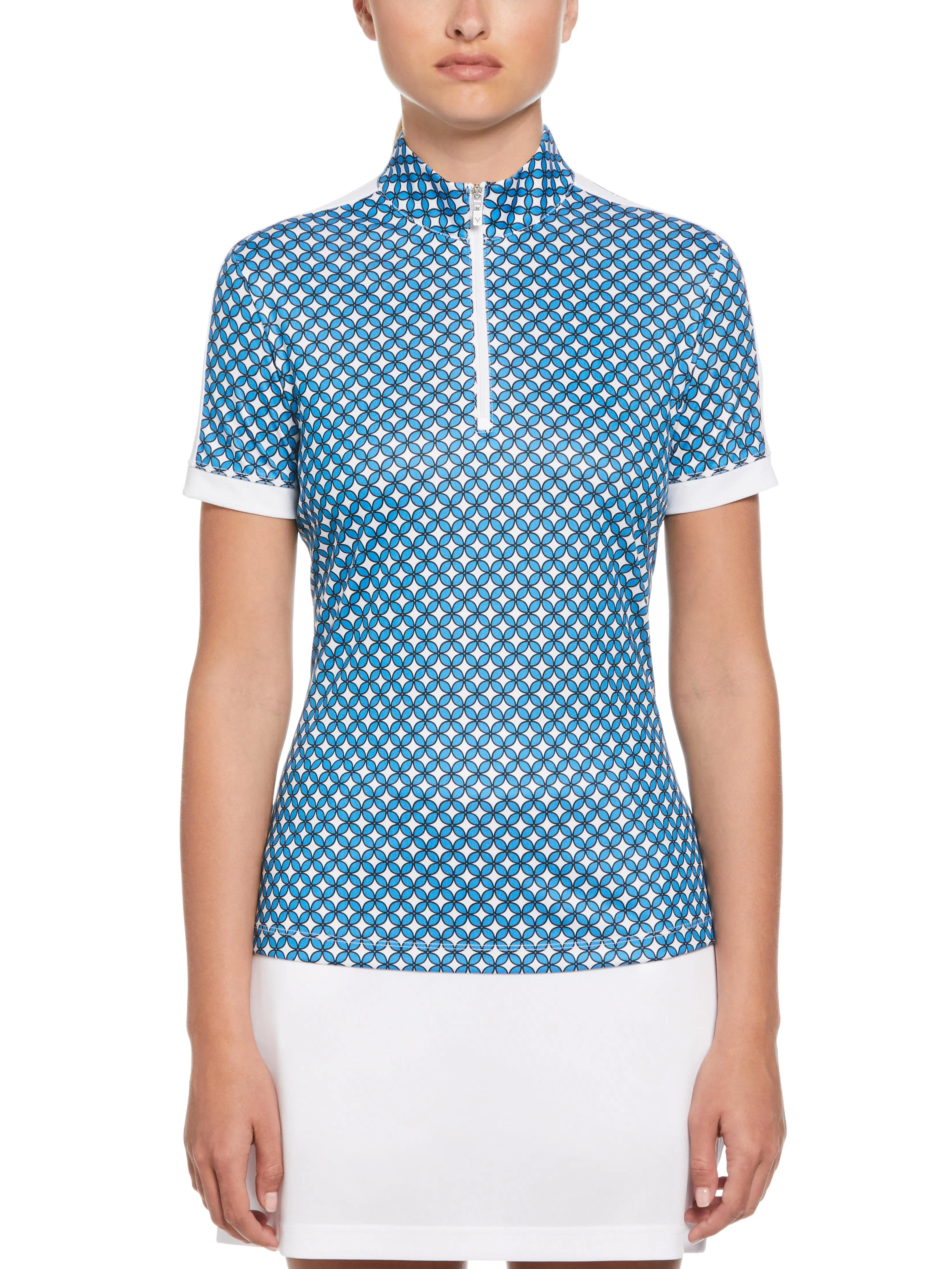 Floral Geo Print Golf Polo