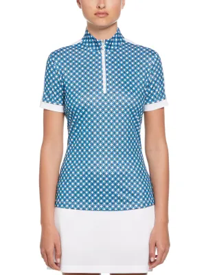 Floral Geo Print Golf Polo