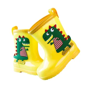Generic Toddler Dinosaur Rain Boots Waterproo𝐟 Rubber Kids Rain Boots for Girls Boys Outdoor Non Slip Water (Yellow, 2-3 Years)