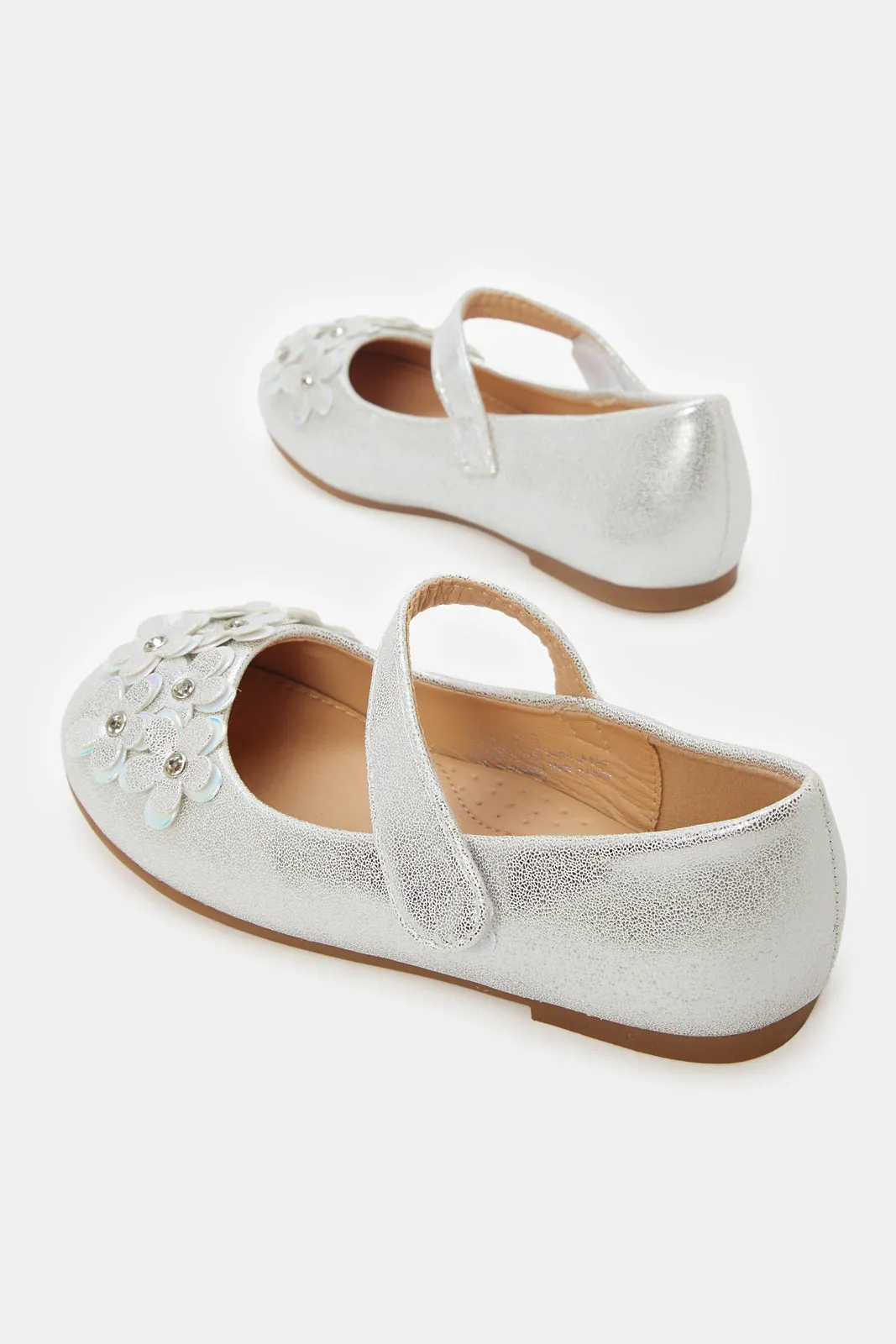 Girls Silver Floral Ballerina