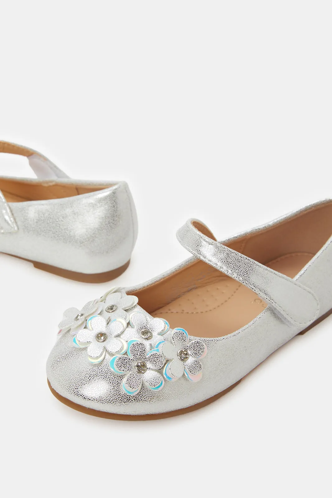 Girls Silver Floral Ballerina