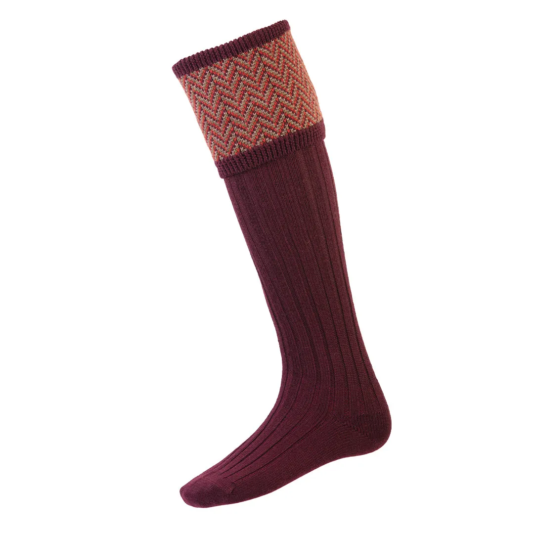 Herringbone Socks Mulberry by House of Cheviot