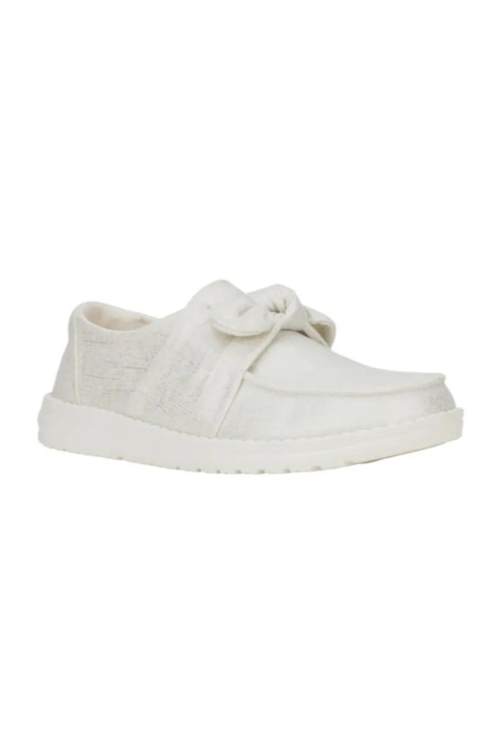 HEYDUDE Women’s Wendy Bow Shimmer Shoes in Silver | 43684-041