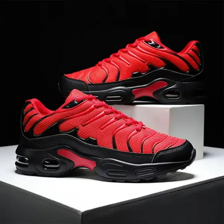 Hobibear Men's Fashion Sneaker Air cushion Running Shoes for Men Athletics Sport Trainer Shoes Black US10Red,