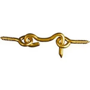 Hook & Eye, Solid Brass, 1-In., 2-Pk.