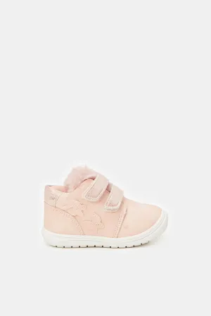 Infant Girls Pink Velcro Strap High-Top Sneakers