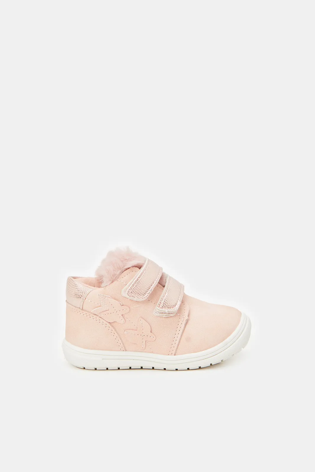 Infant Girls Pink Velcro Strap High-Top Sneakers