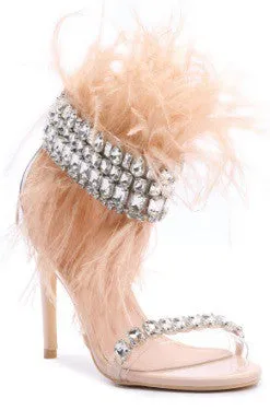 jeweled & feather stiletto heels