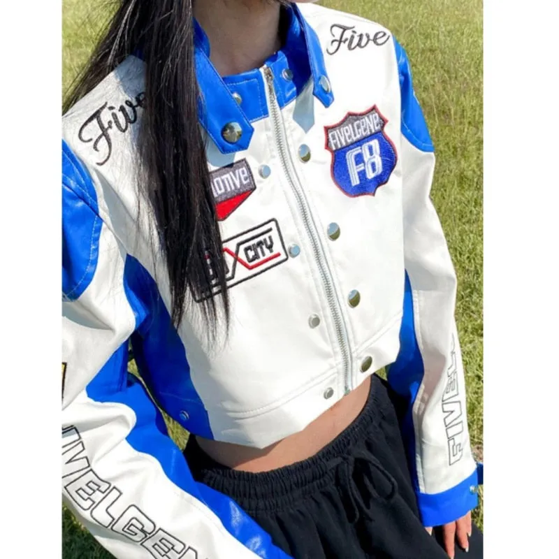 Joskaa YICIYA Bomber Woman Varsity Jacket 2024 Summer PU Leather Jackets Racing Clothing American Baseball Jacket Bombers Coat Vintage