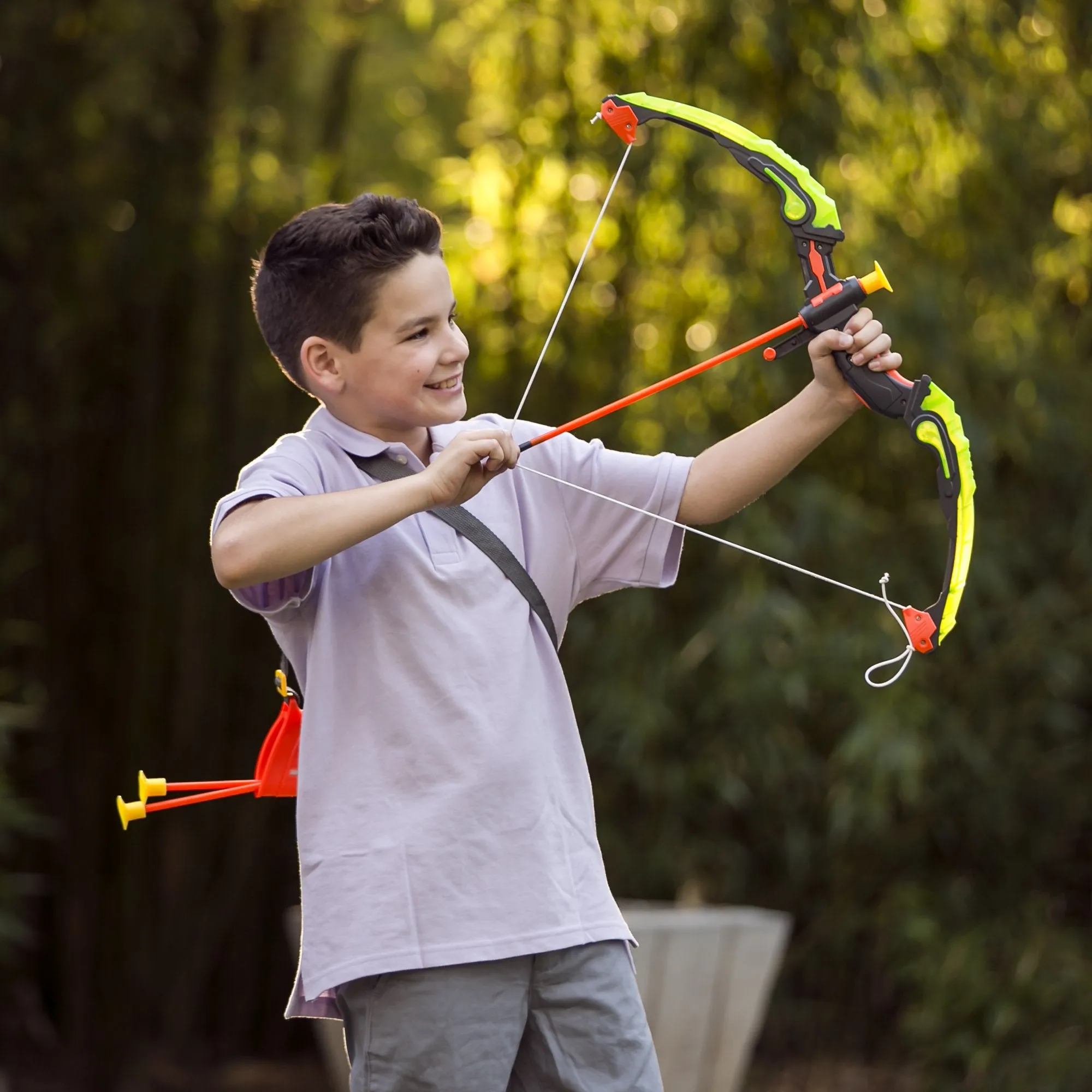 Kids 24in Light-Up Archery Toy Play Set w/ Bow, 3 Arrows, Quiver, Target