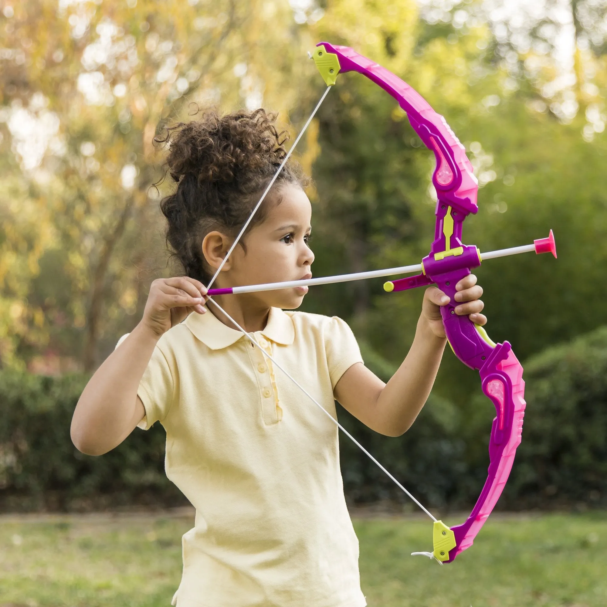 Kids 24in Light-Up Archery Toy Play Set w/ Bow, 3 Arrows, Quiver, Target
