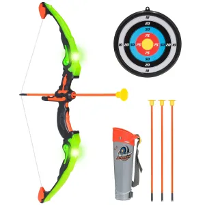 Kids 24in Light-Up Archery Toy Play Set w/ Bow, 3 Arrows, Quiver, Target