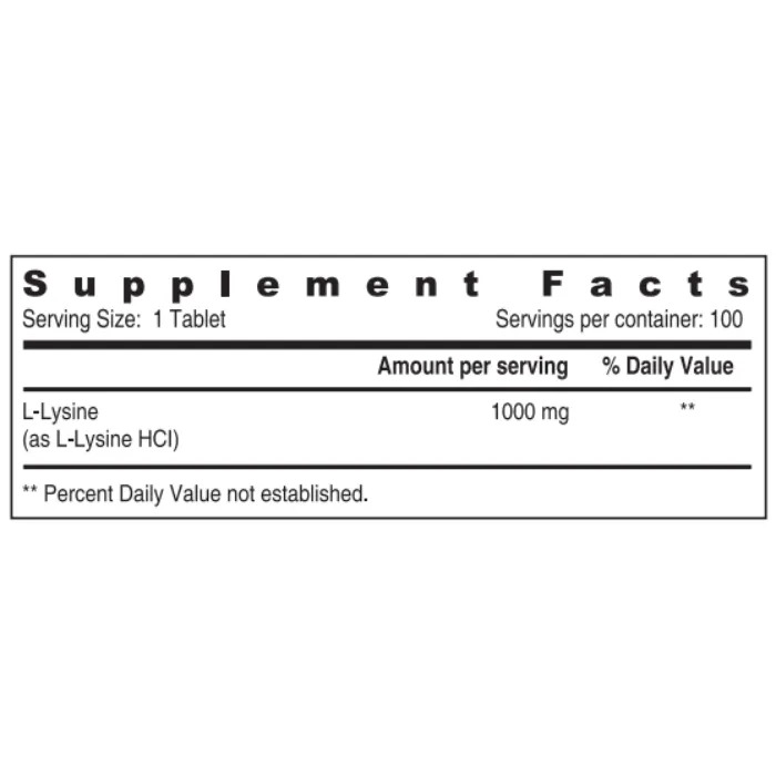 L-lysine 1000mg 100 Tabs