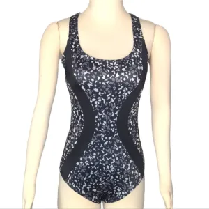 LANDS END Black Gray Slimming Scoop Neck One Piece Swimsuit 6
