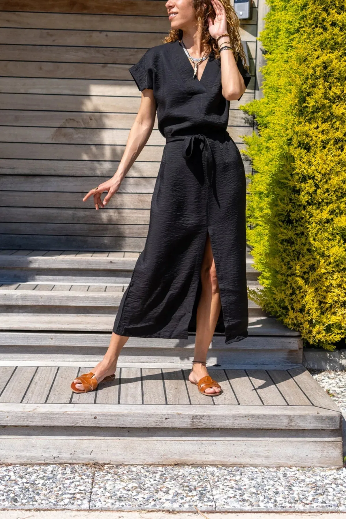 Linen Front Slit With Belt Vintage Woman Dress,With Pocket Short Sleeve,Polo Collared Dress,Button Down Dress,Casual Dress,Maxi Dress
