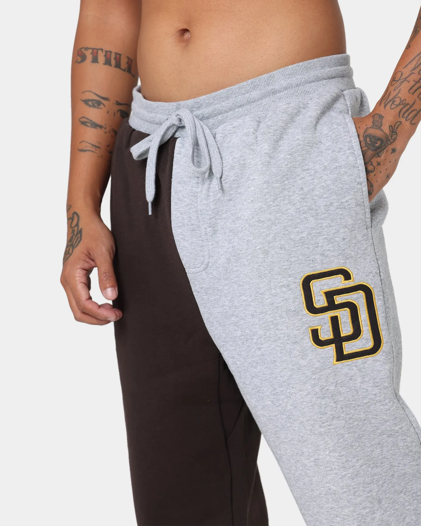 Majestic Athletic San Diego Padres All Team Champs Track Pants Yellow/Grey Marle