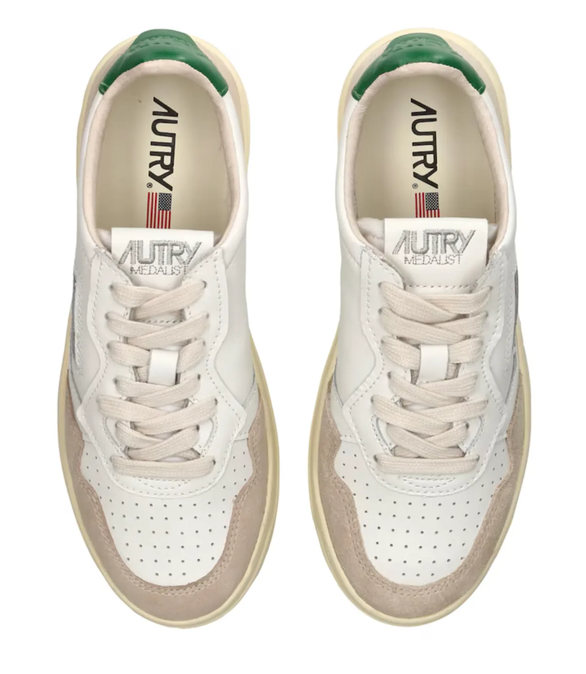 Medalist Low Top Trainers in Leat/Suede Wht/Amaz