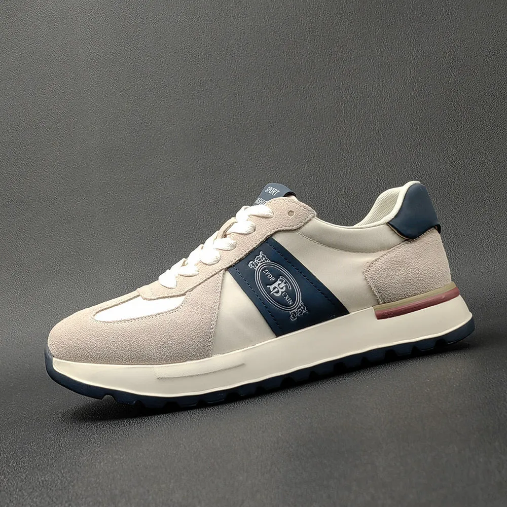 Men Fashion Patchwork Leather Casual Training Sneakers