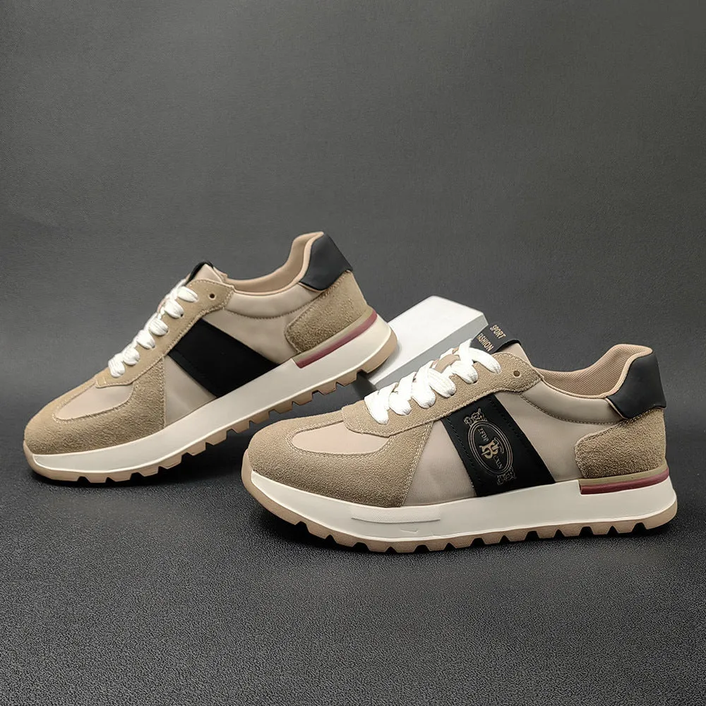 Men Fashion Patchwork Leather Casual Training Sneakers