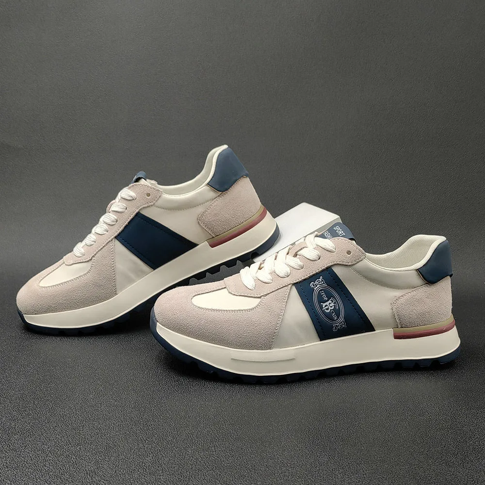 Men Fashion Patchwork Leather Casual Training Sneakers