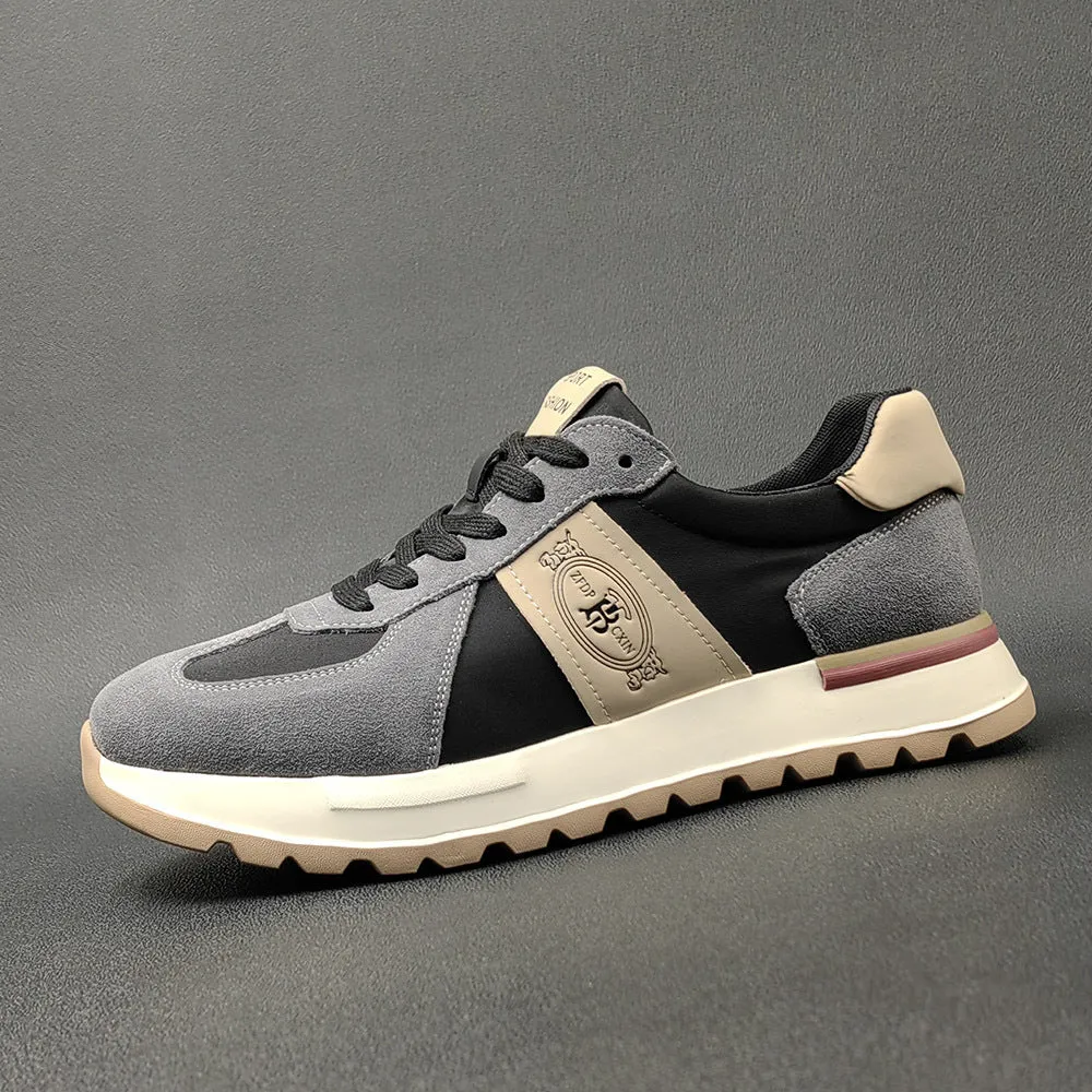 Men Fashion Patchwork Leather Casual Training Sneakers