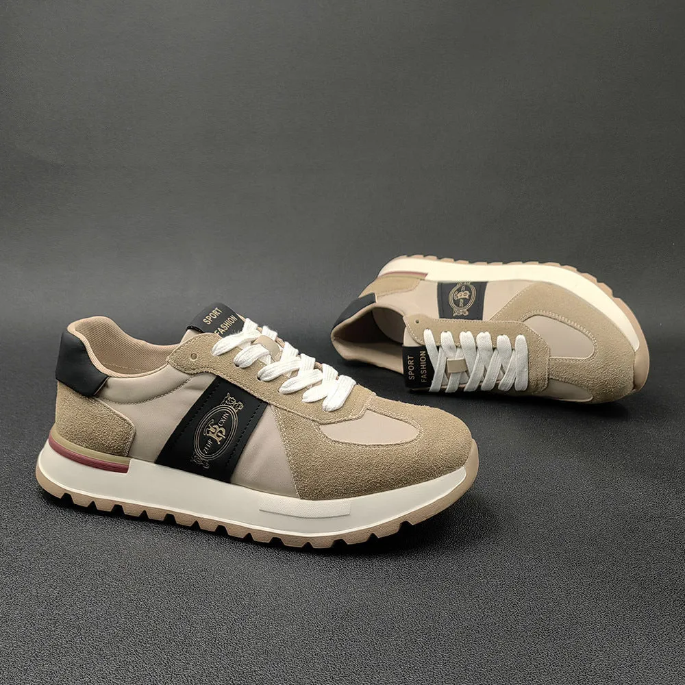 Men Fashion Patchwork Leather Casual Training Sneakers