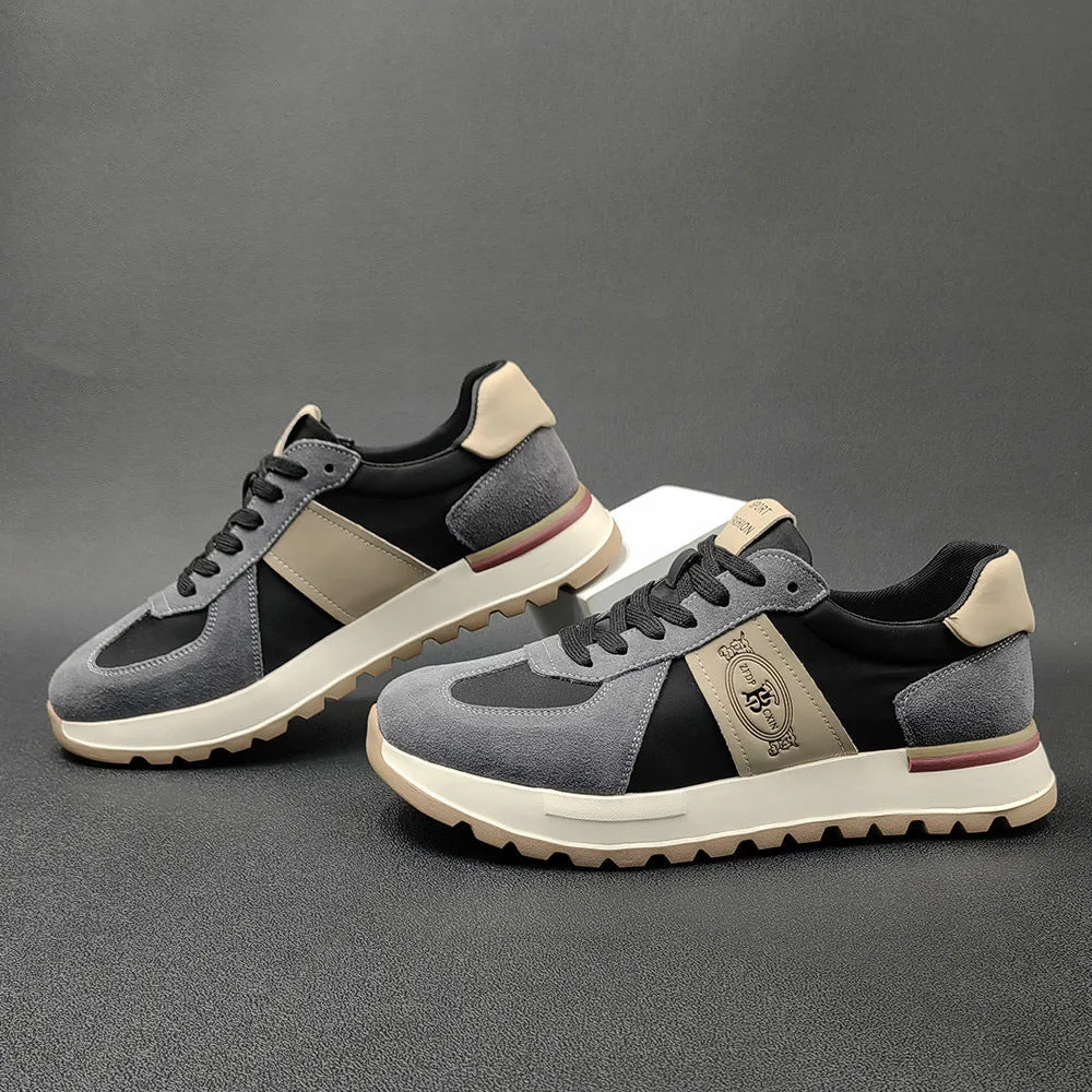 Men Fashion Patchwork Leather Casual Training Sneakers