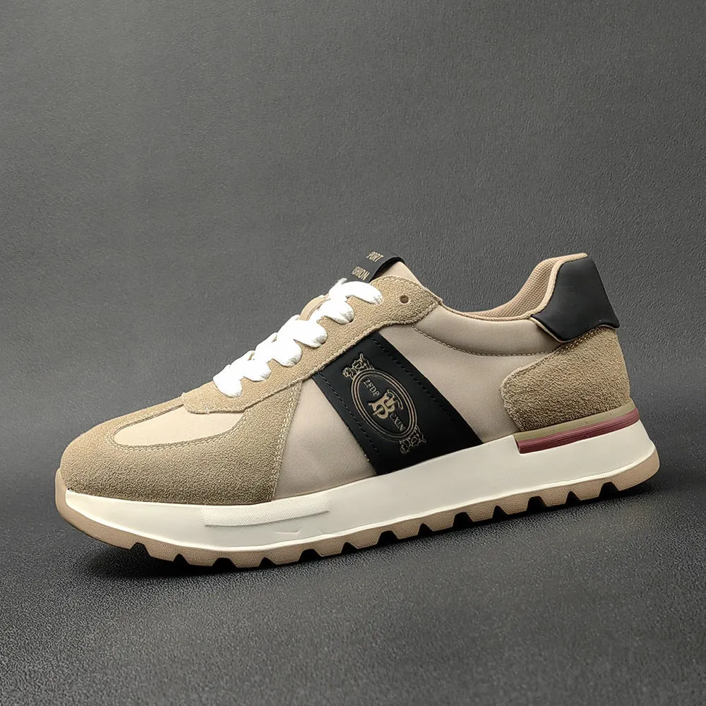 Men Fashion Patchwork Leather Casual Training Sneakers