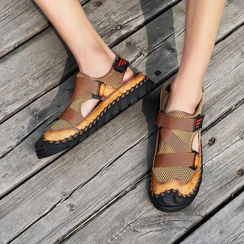 Men Leather Sports Canyoning Waterproof Sandals