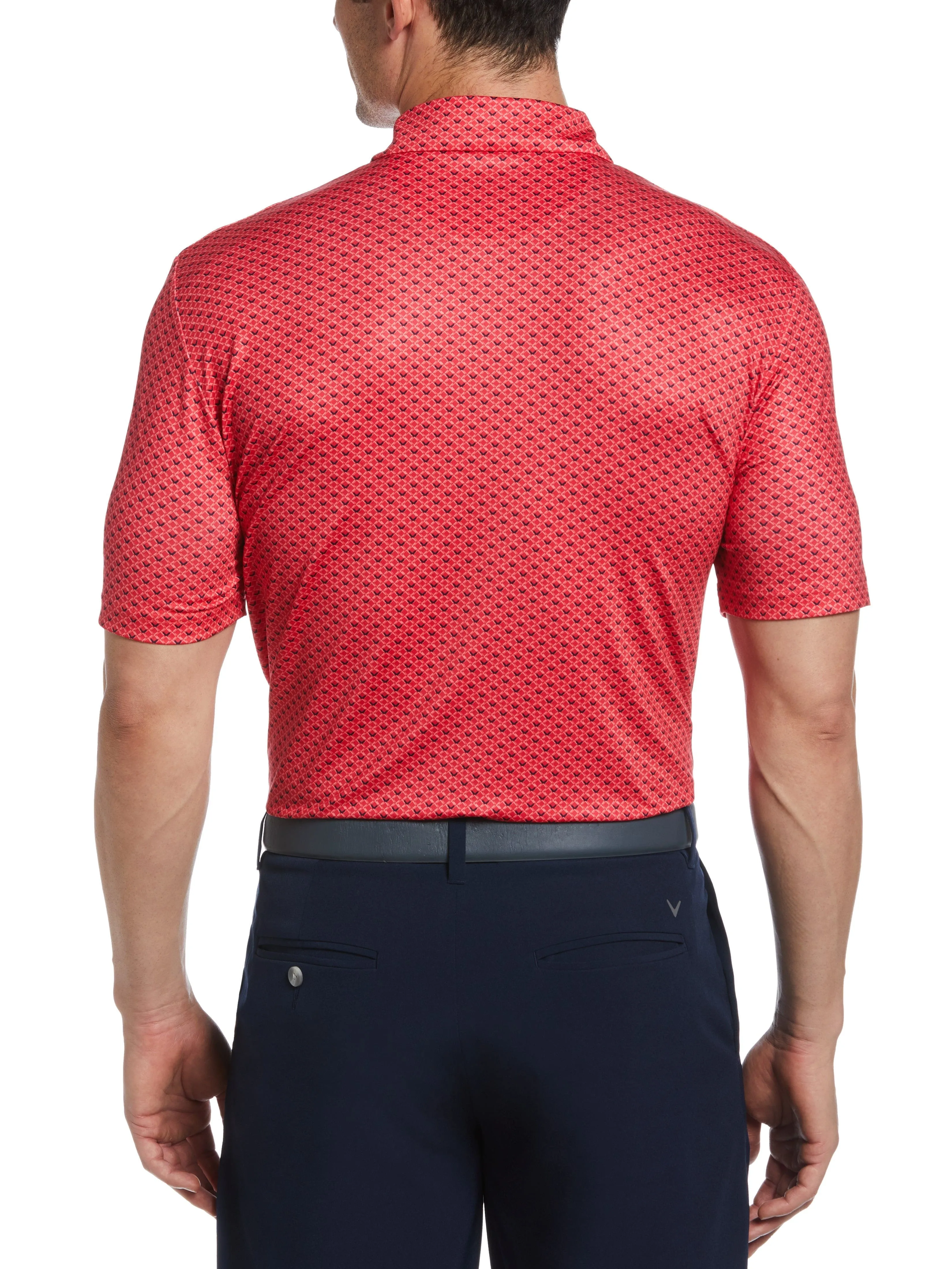 Mens Allover Chevron Print Golf Polo