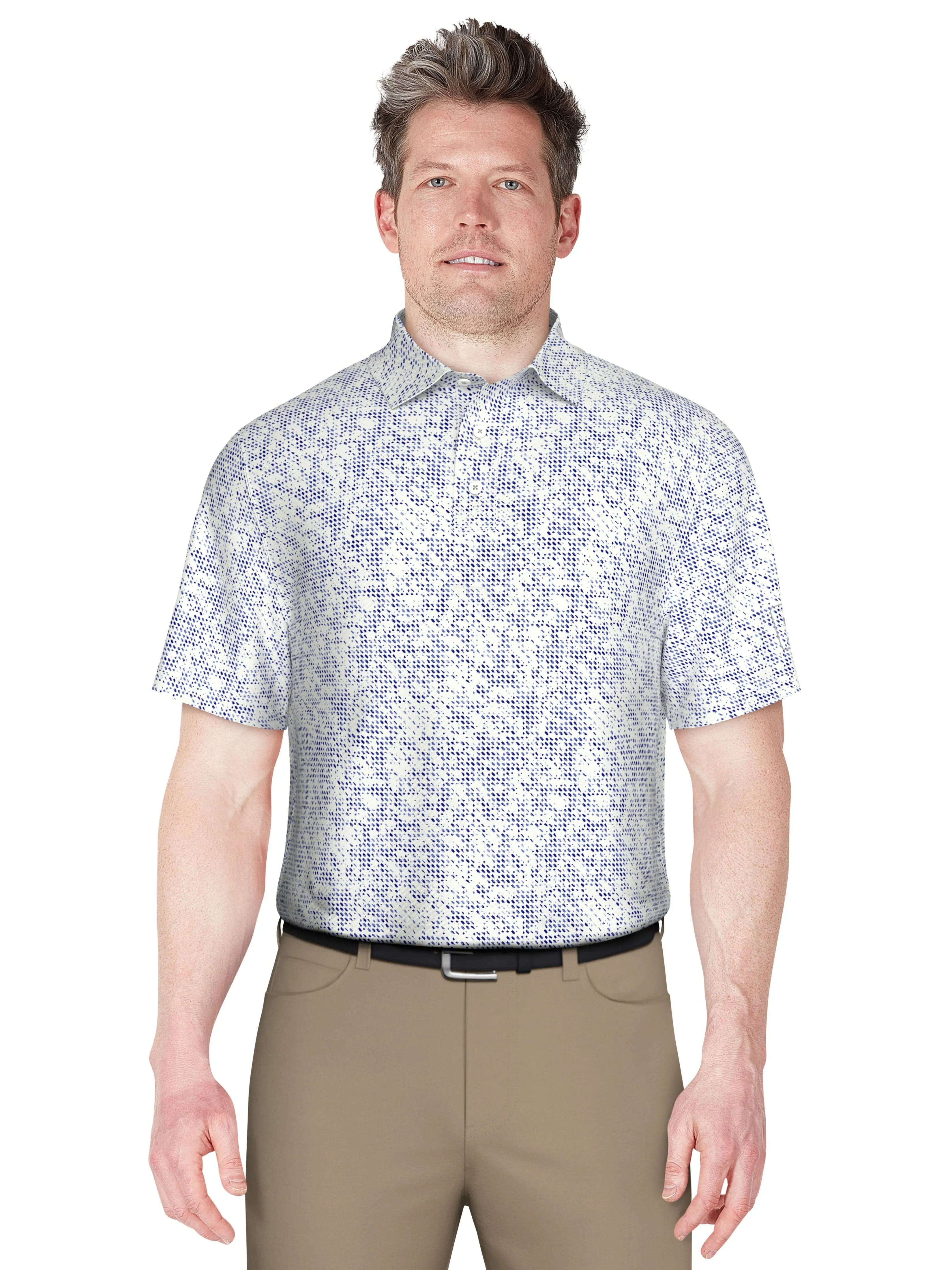 Men's Clustered Geo Print Golf Polo