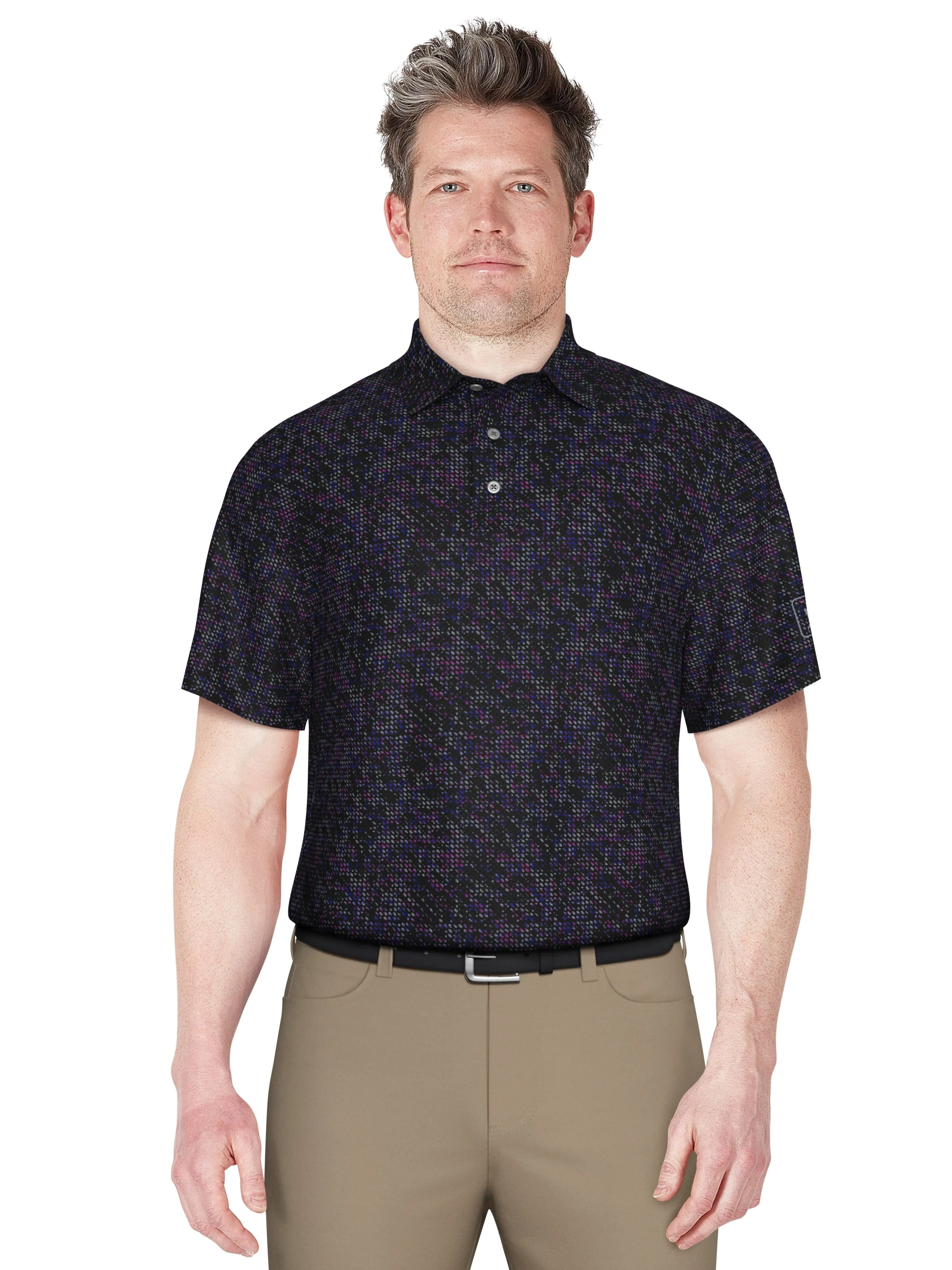Men's Clustered Geo Print Golf Polo