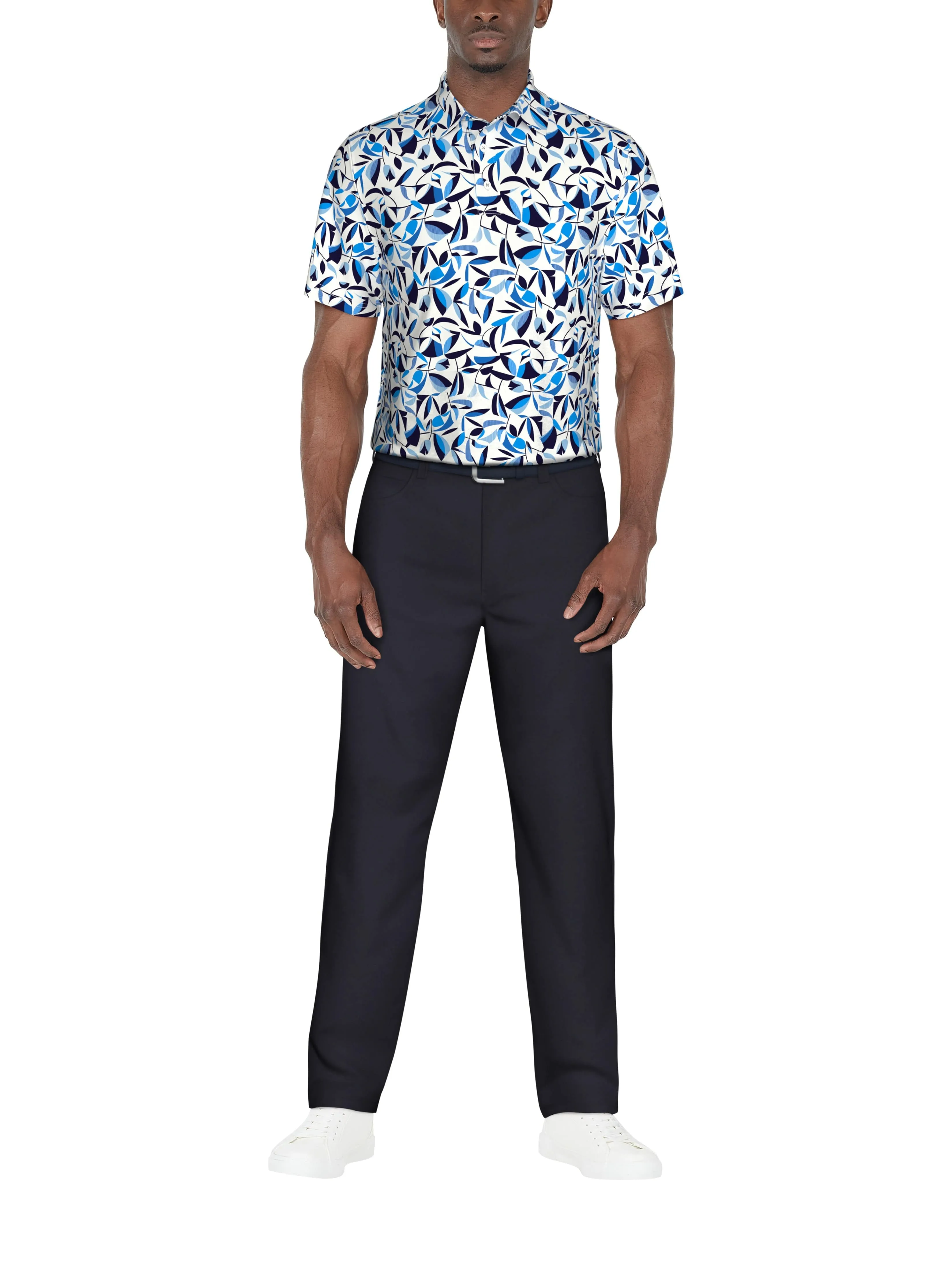 Men's Geo Botanical Print Golf Polo