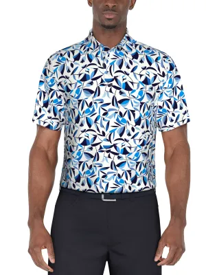 Men's Geo Botanical Print Golf Polo