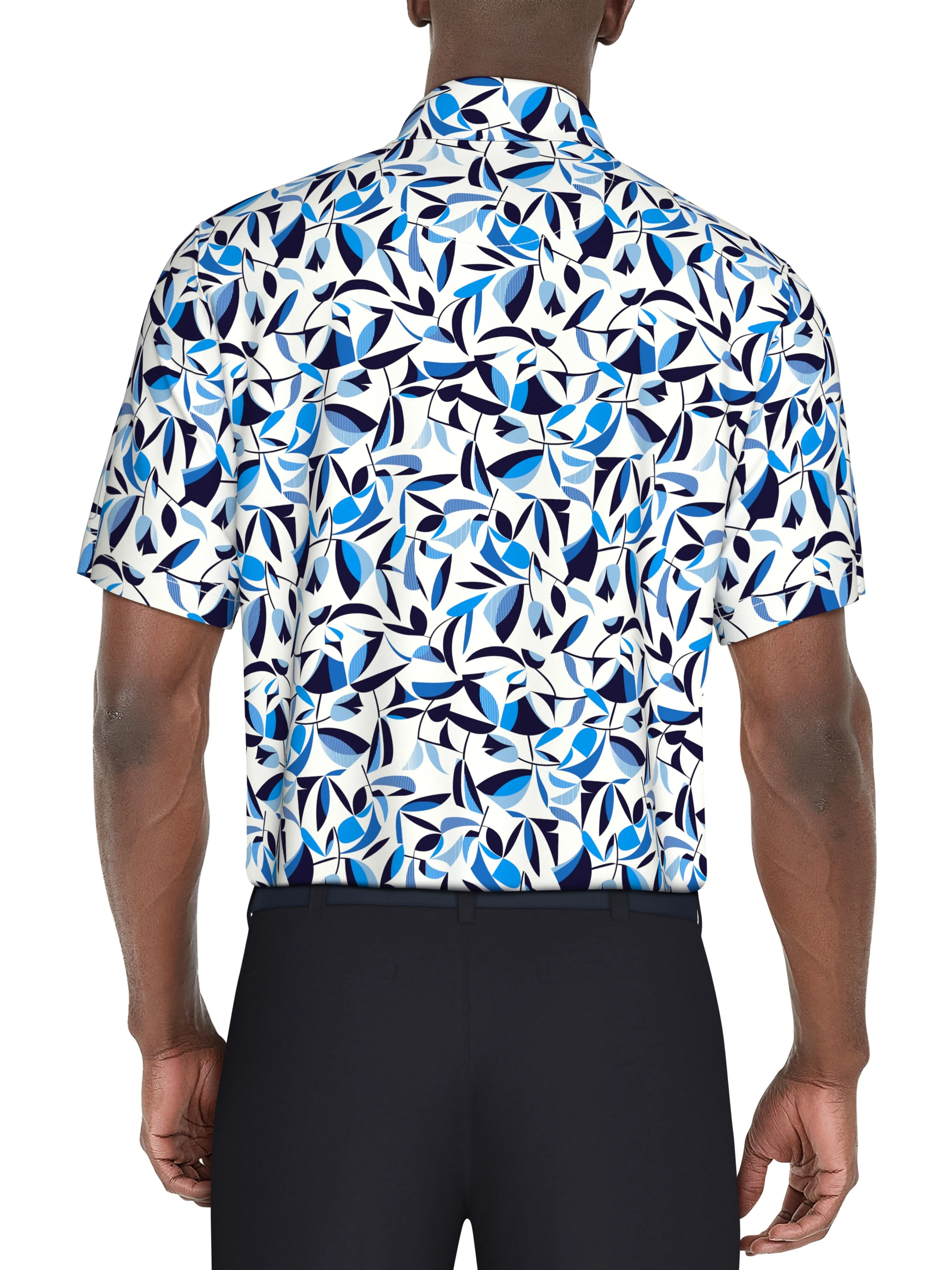 Men's Geo Botanical Print Golf Polo