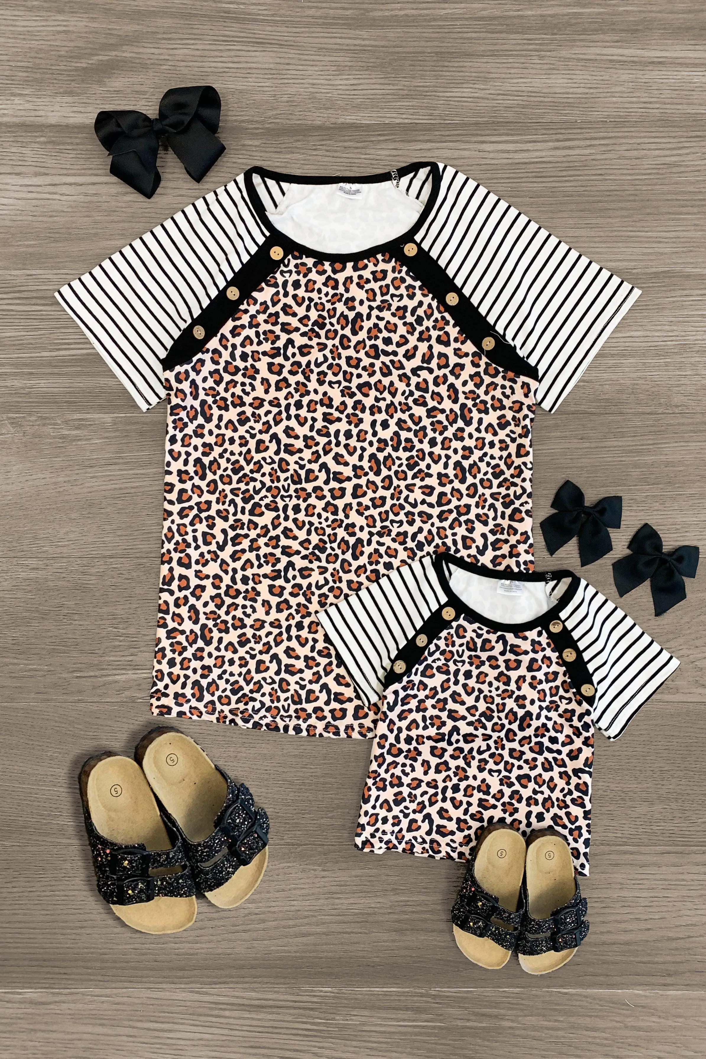Mom & Me - Leopard Stripe Sleeve Top