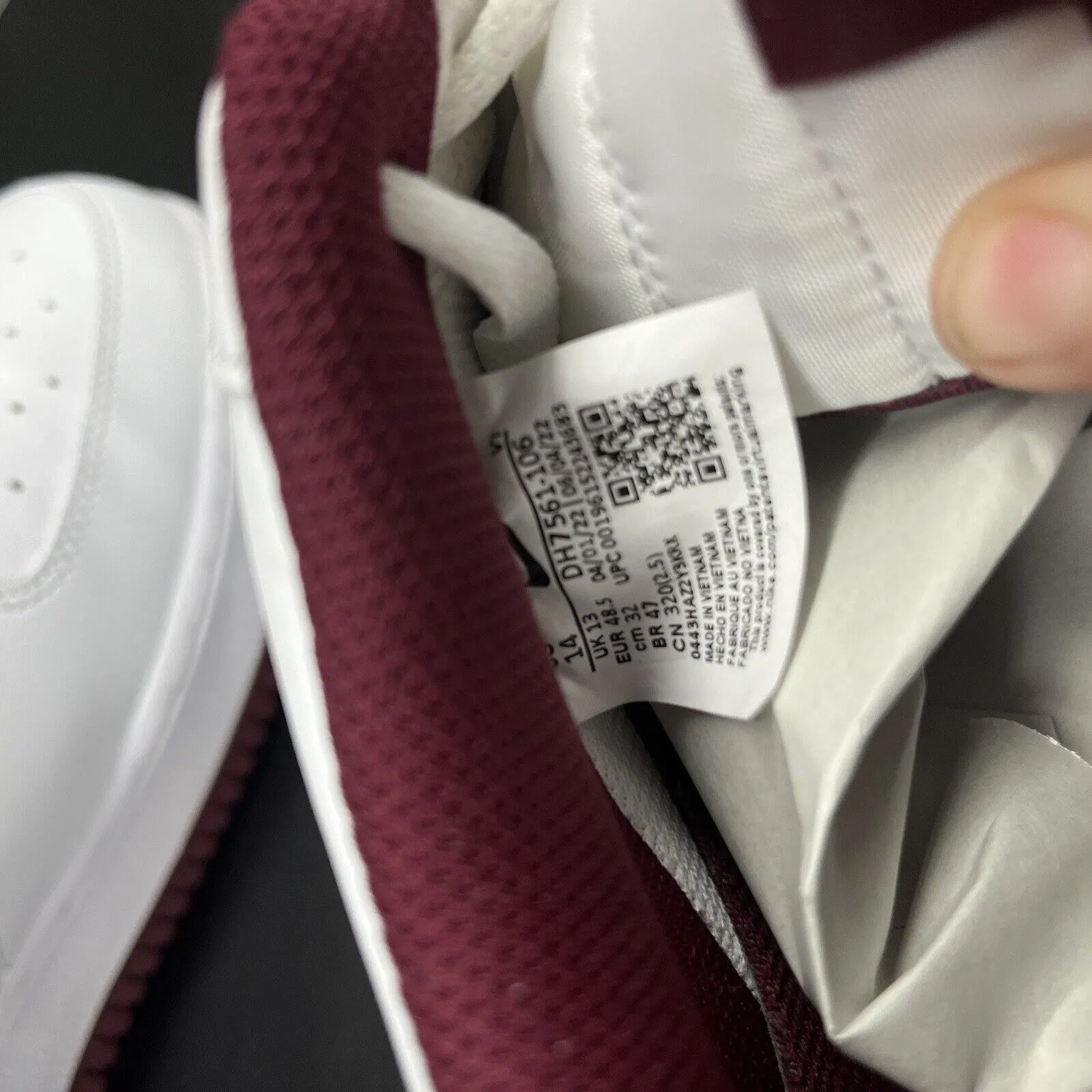 Nike Air Force 1 Low White Dark Beetroot DH7561-106 Men's Size 14
