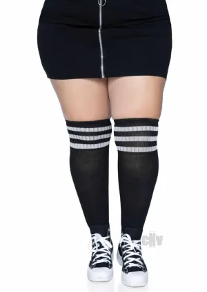 Over the Knee Athletic Socks -1x/2x - Black/white