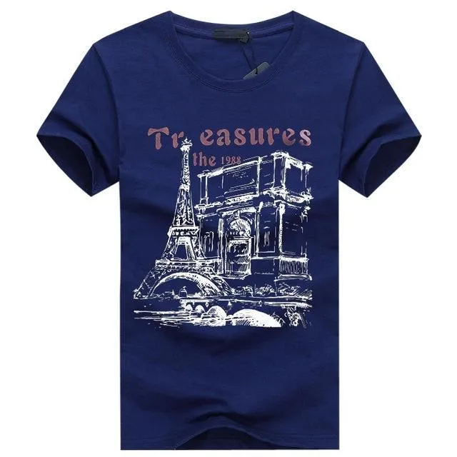 Paris Eiffel Tower Printed Plus Size Tees