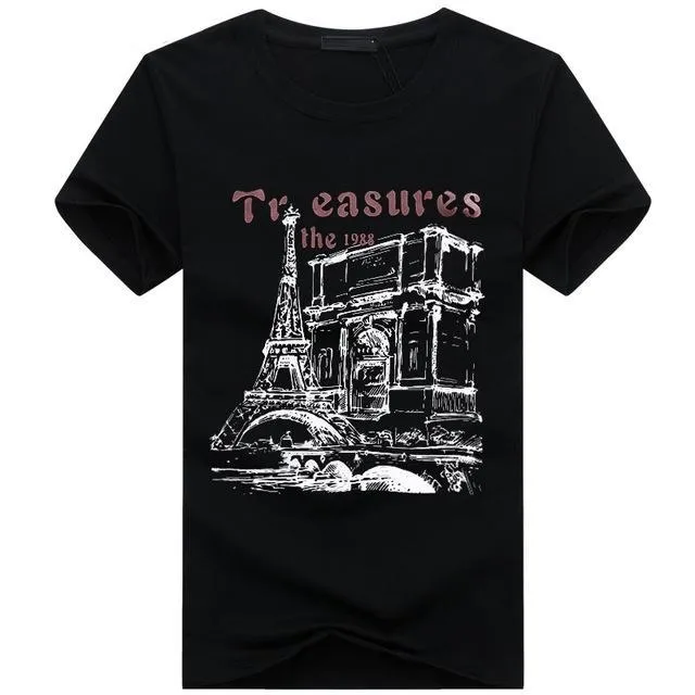Paris Eiffel Tower Printed Plus Size Tees