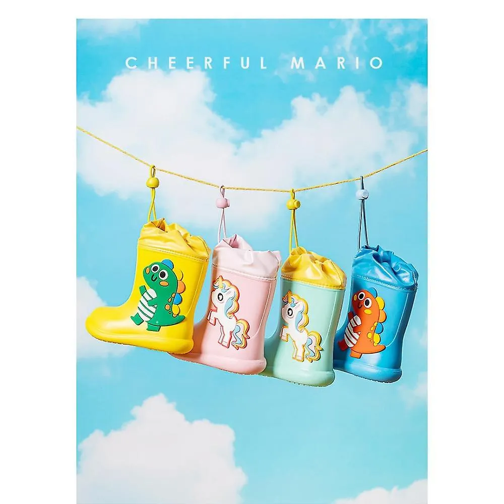 Pink Unicorn 150Cartoon Unicorn Dinosaur Children Rain Boots Lace Up Eva Soft Boys Girls Rain Shoes Light Waterproof Non Slip Kids Rainboots