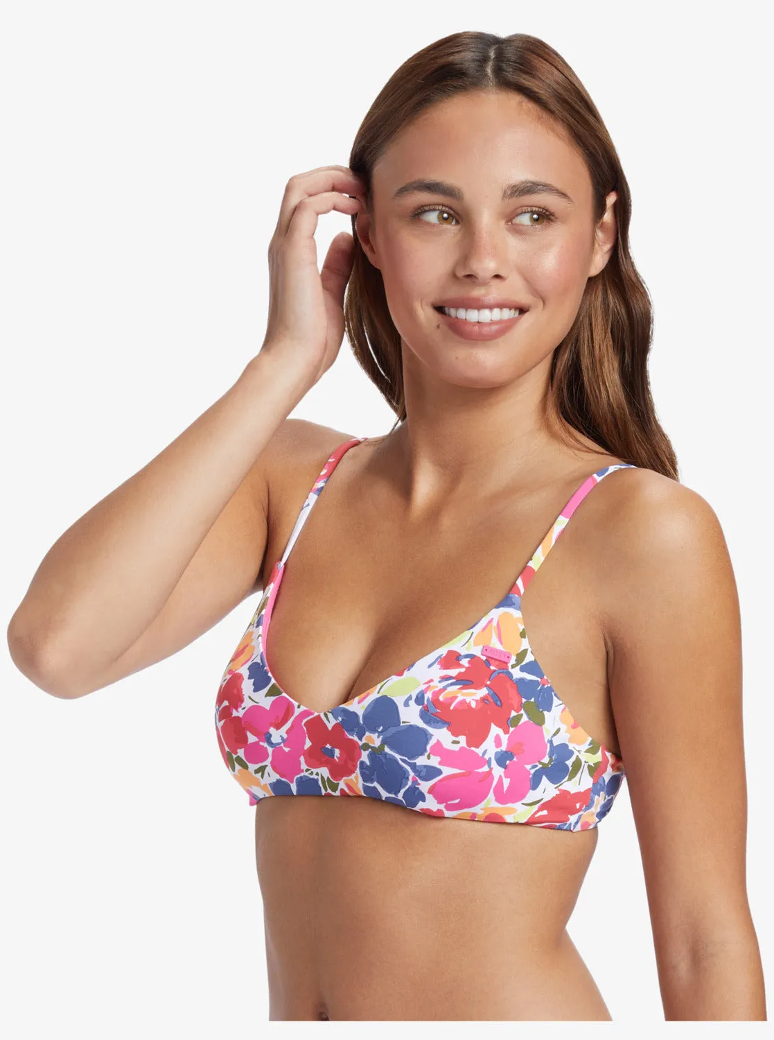 Printed Beach Classics Athletic Triangle Bikini Top - Bloomin Babe