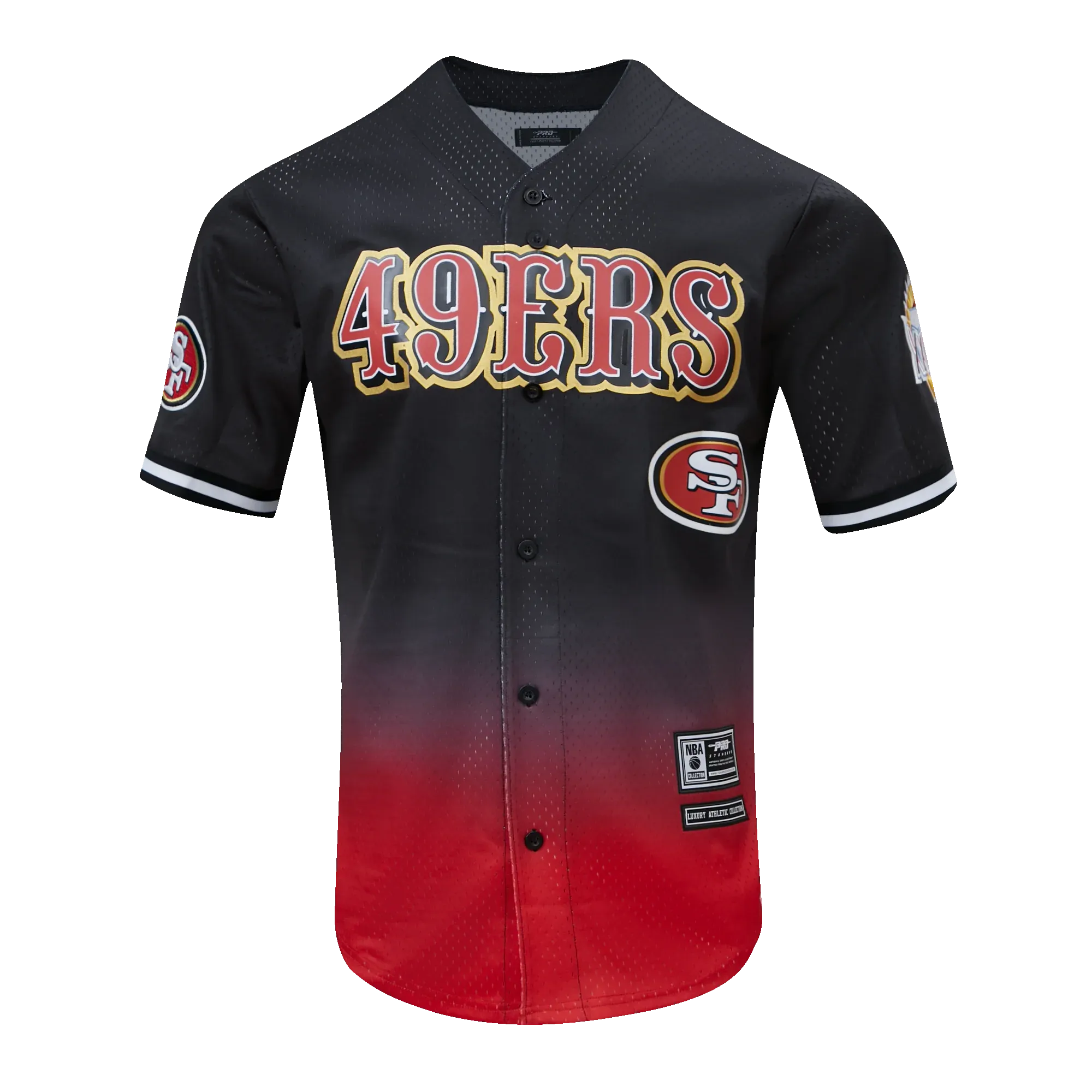 Pro Standard San Francisco 49ers Logo Mesh Button Up Jersey-Black/Red