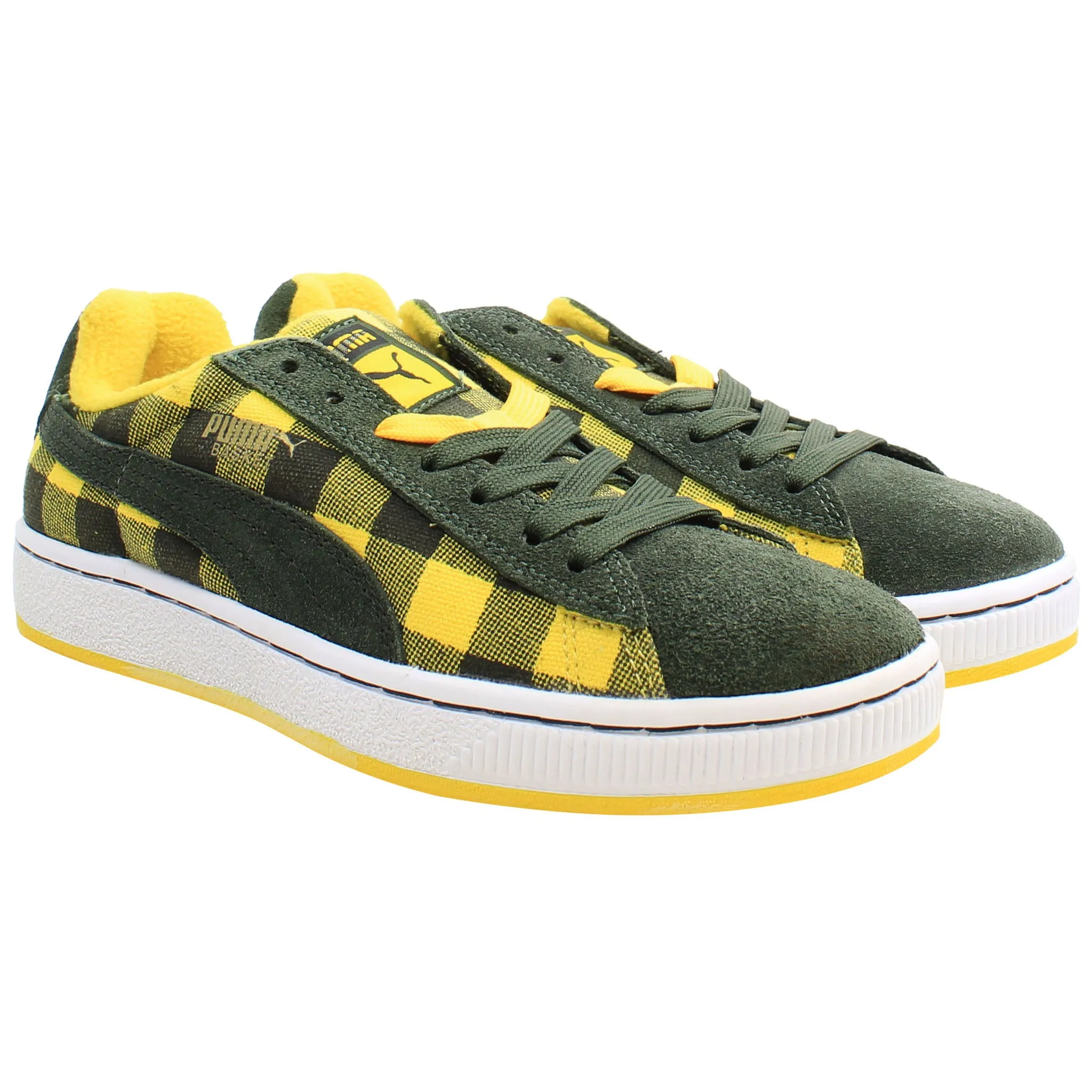 Puma Basket II Mens Green/Yellow Trainers