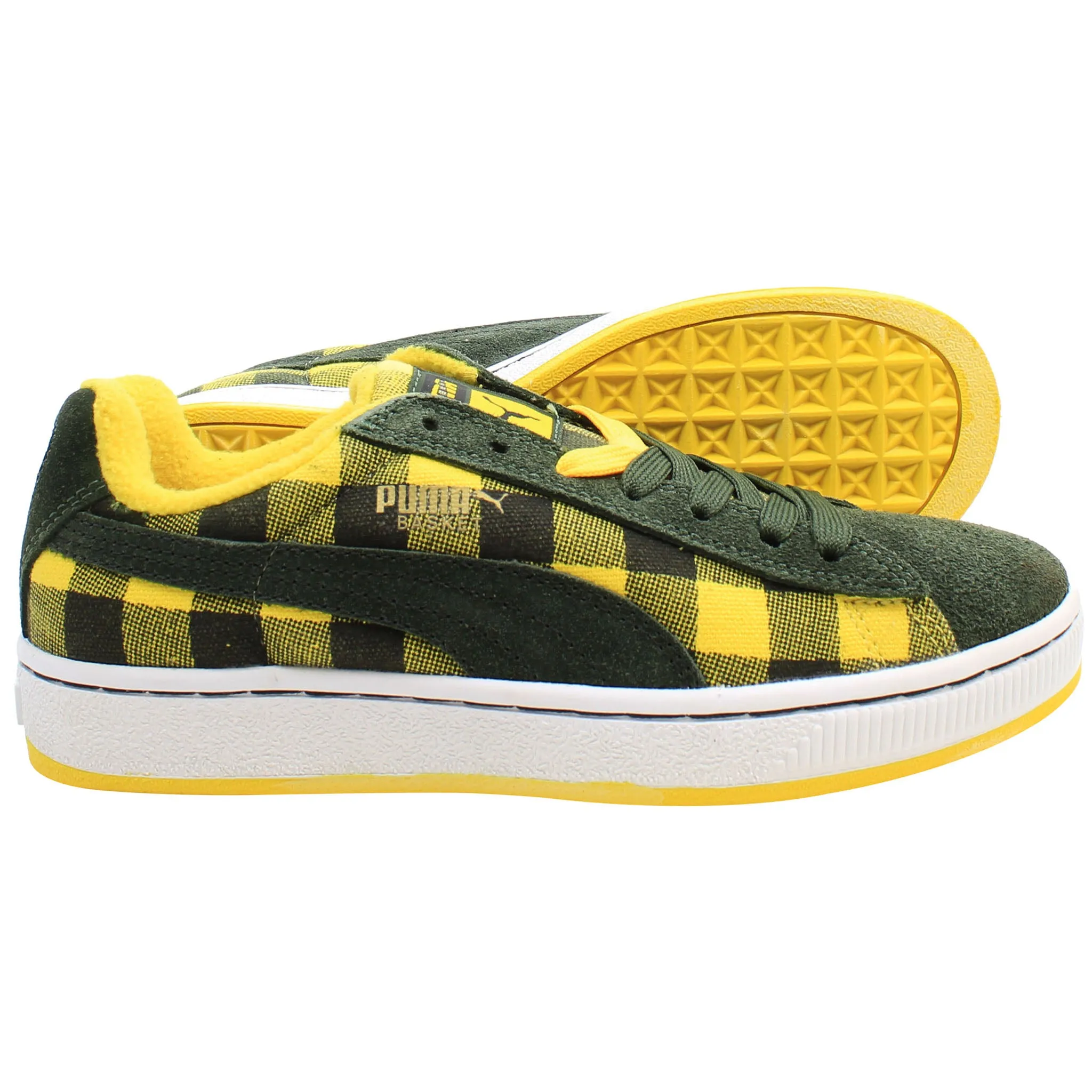 Puma Basket II Mens Green/Yellow Trainers